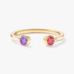 Dogum Tasi Bezel Set Open Cuff Yuzuk