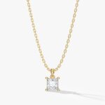 Princess Cut Solitaire Kolye Ucu (0.50 Karat