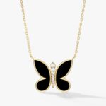 Black Enamel Butterfly Kolye