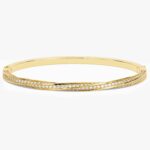 Burgulu Elmas Hinged Bangle Bileklik In 14K Altin