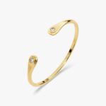 Bezel Elmas Manset Bileklik Bileklik In 14K Altin