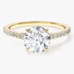 Cathedral Yuvarlak Cut Moissanit Nisan Yuzuk With Pave Set Side Stones (1.50 Ct)