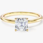 Asscher Cut Solitaire Lab Grown Elmas Nisan Yuzuk (1.00 Ct)
