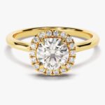 Cushion Shaped Halo Moissanit Nisan Yuzuk (1.00 Ct)