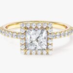 Princess Halo Moissanit Nisan Yuzuk With Pave Set Side Stones (1.00 Ct)