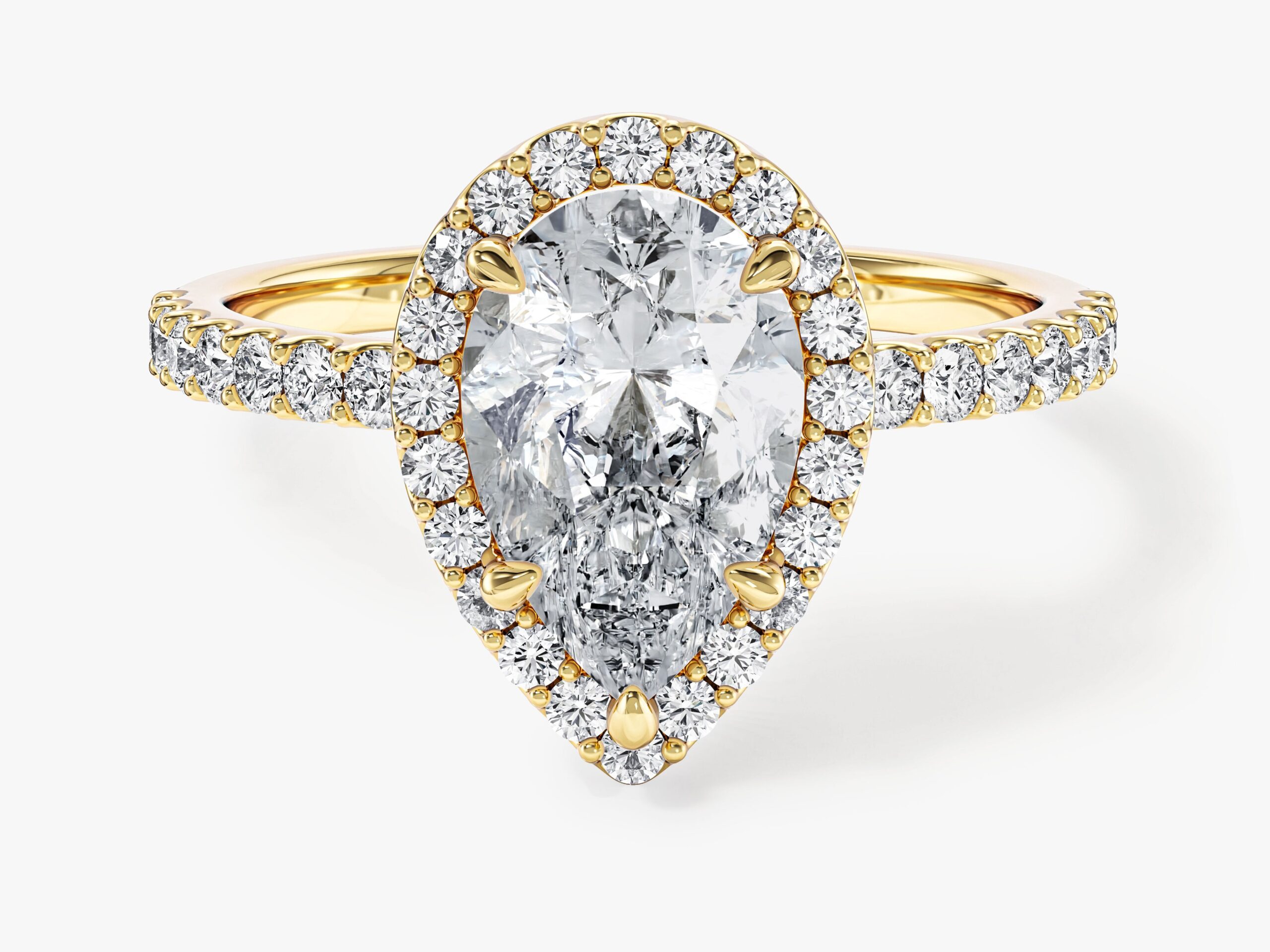 EG086-200P-Y_fc6fb036-06f9-43b4-b46e-97b325ad4a8d Armut Halo Moissanit Nisan Yuzuk With Pave Set Side Stones (2.00 Ct) - Görsel 1