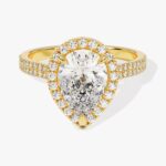 Double Shank Armut Halo Moissanit Nisan Yuzuk (2.00 Ct)