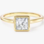 Bezel Princess Moissanit Nisan Yuzuk (1.00 Ct)
