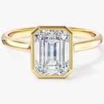 Bezel Emerald Lab Grown Elmas Nisan Yuzuk (2.00 Ct)
