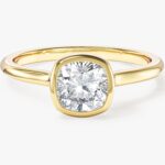 Bezel Cushion Lab Grown Elmas Nisan Yuzuk (1.00 Ct)