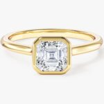 Bezel Asscher Moissanit Nisan Yuzuk (1.00 Ct)