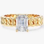 Chain Yuzuk Emerald Cut Moissanit Nisan Yuzuk