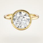 Yuvarlak Bezel Solitaire Moissanit Nisan Yuzuk (3.00 Ct)