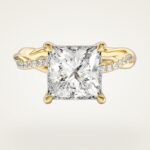 Princess Burgulu Moissanit Nisan Yuzuk With Pave Set Side Stones (3.00 Ct)