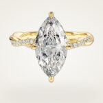 Marquise Burgulu Moissanit Nisan Yuzuk With Pave Set Side Stones (3.00 Ct)