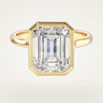 Bezel Emerald Moissanit Nisan Yuzuk (3.00 Ct)