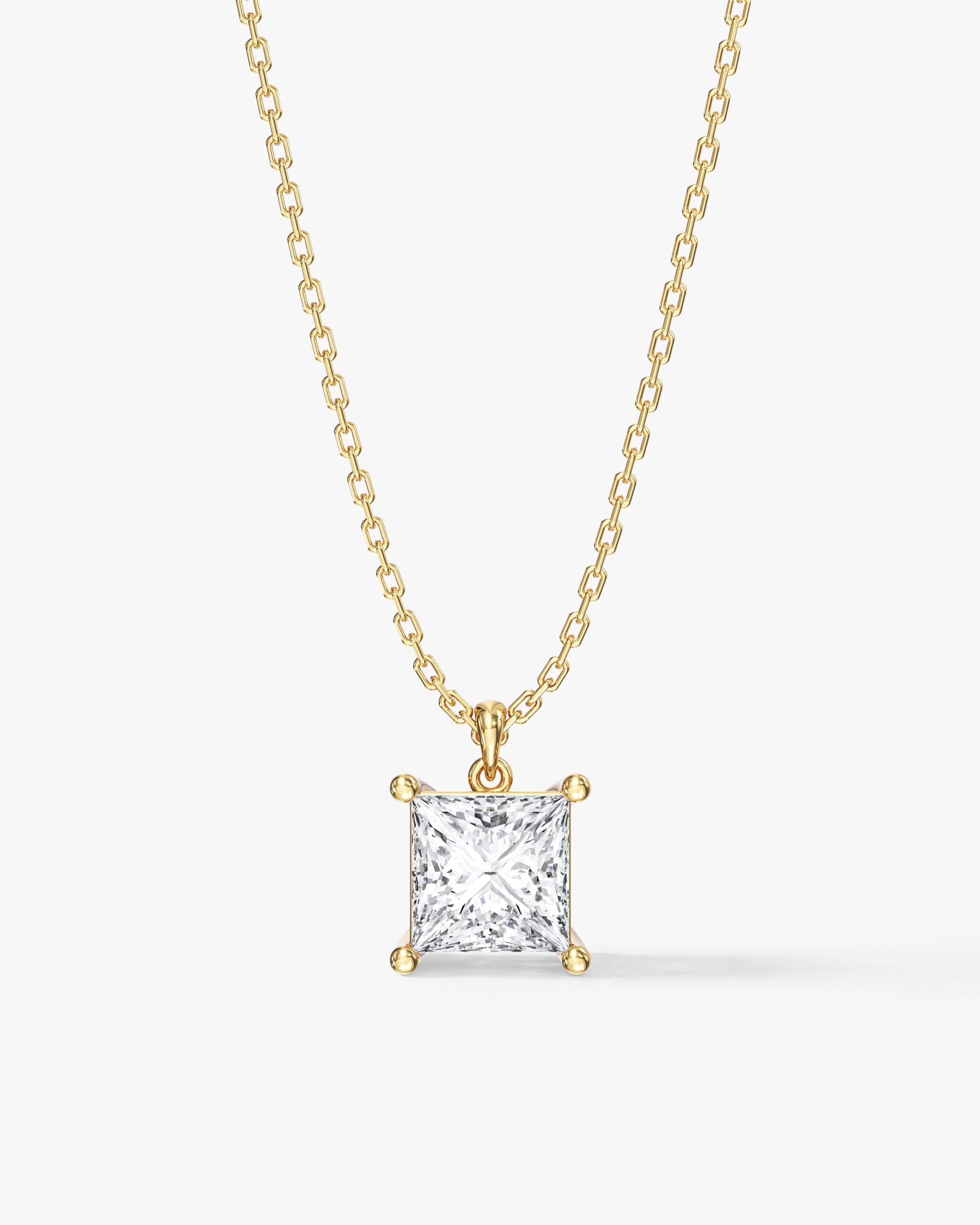 1-Y-200P-EPND0025 Princess Cut Solitaire Kolye Ucu (2.00 Karat - Görsel 1