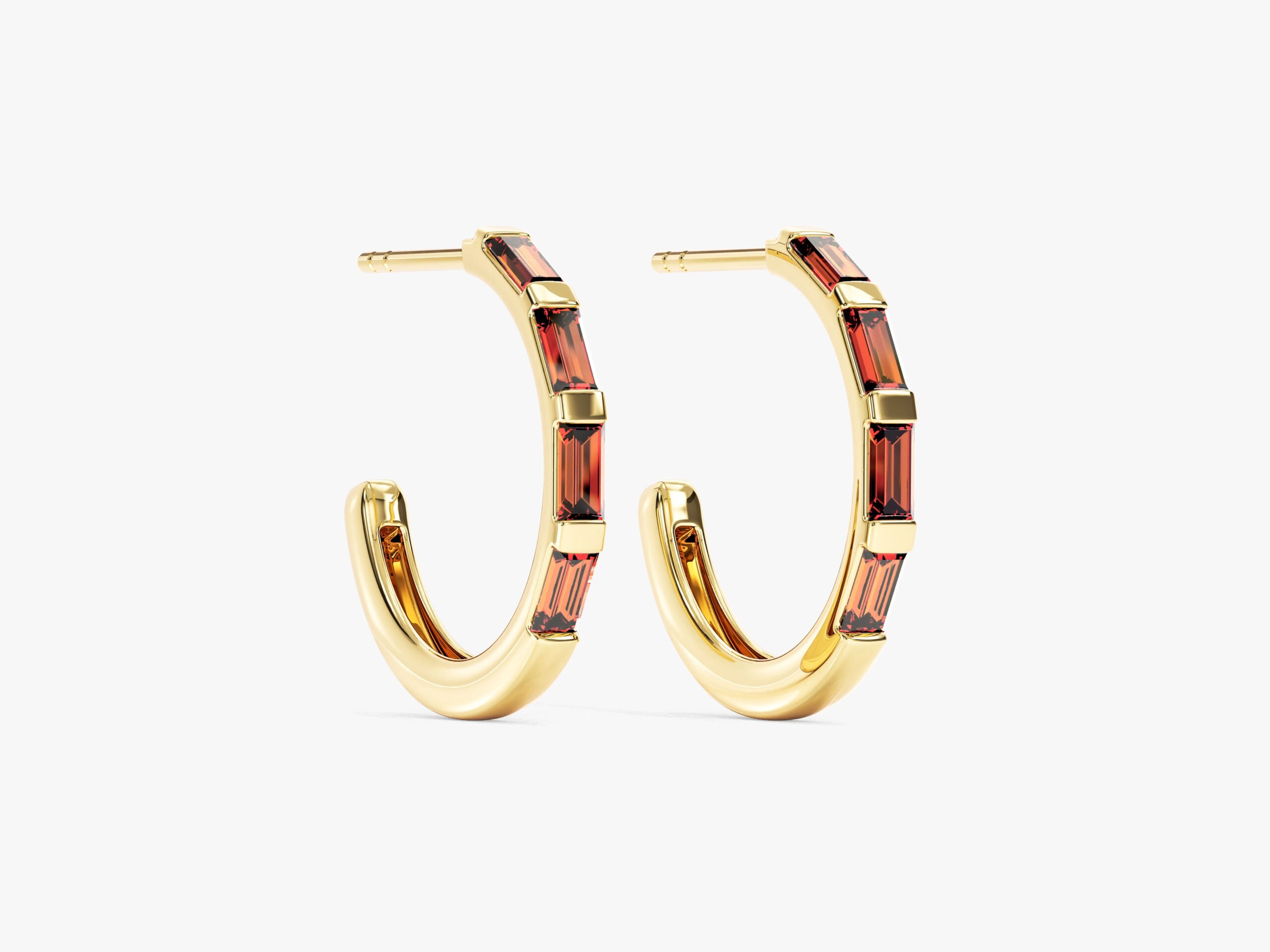 EAR0255-Y-2 Baguette Dogum Tasi Halka Kupeler - Görsel 1